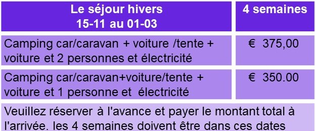 Prijslijs frl 4 weken winter 2026